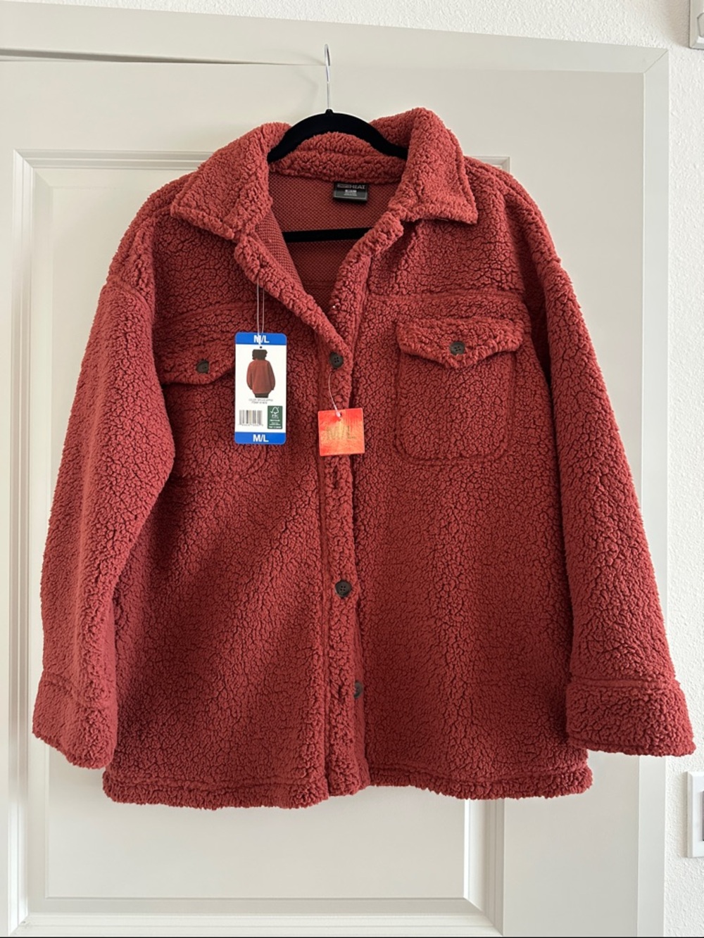 32 Degrees Women's Teddy Jacket in Rust Red